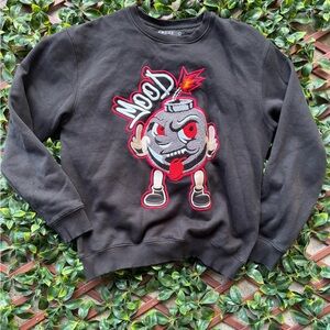 Edgy Black Graphic Crewneck Sweater
